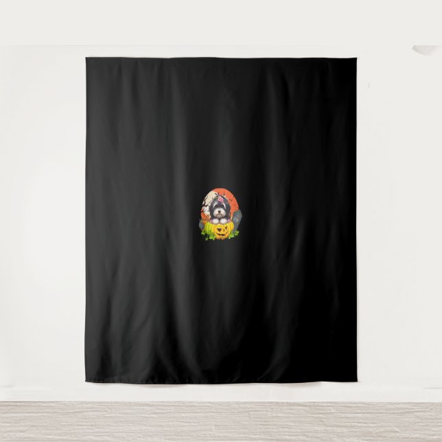 Tapete De Parede Engraçado Miniatura Schnauzer Cão Halloween Thanks (Frente)