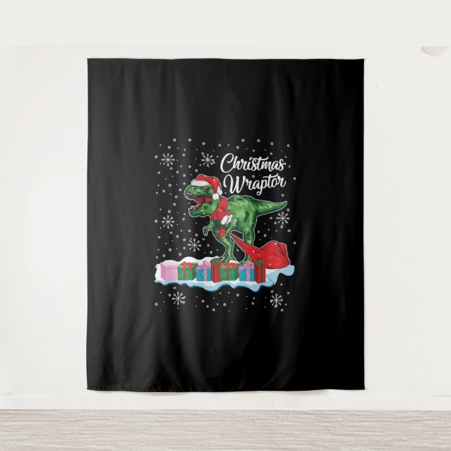 Tapete De Parede Engraçado Natal Dinossauro Wraptor Velociraptor (Frente)