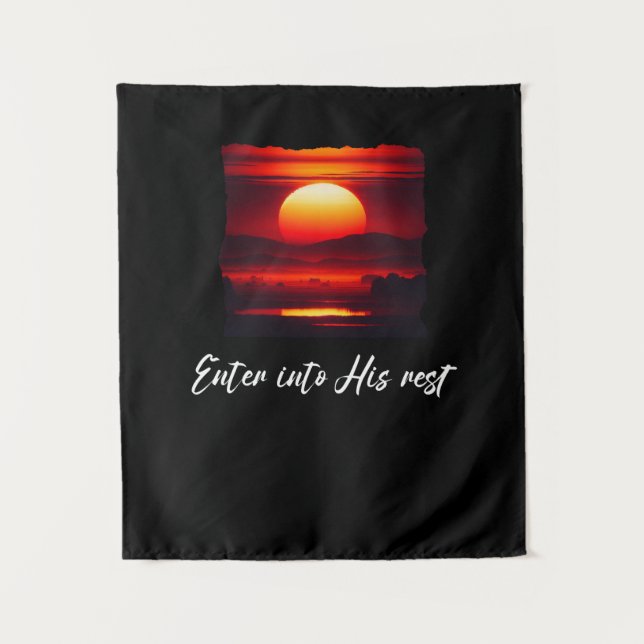 Tapete De Parede Enter into His rest Faith Inspired Tapestry (Frente)