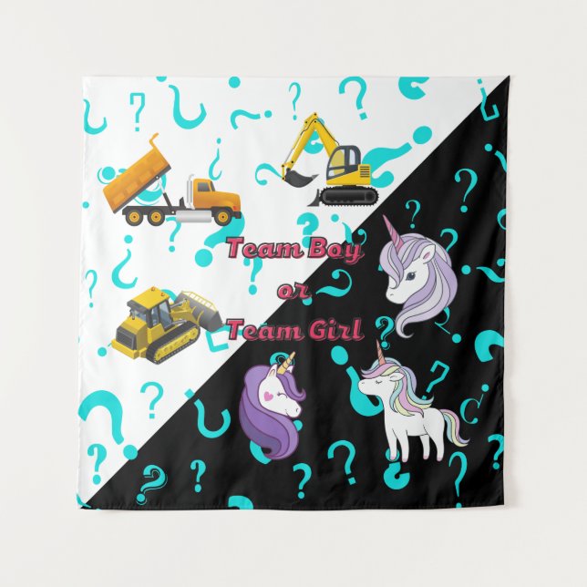 Tapete De Parede Equipe Menino vs Equipe Menina Equipamento Pesado  (Frente)