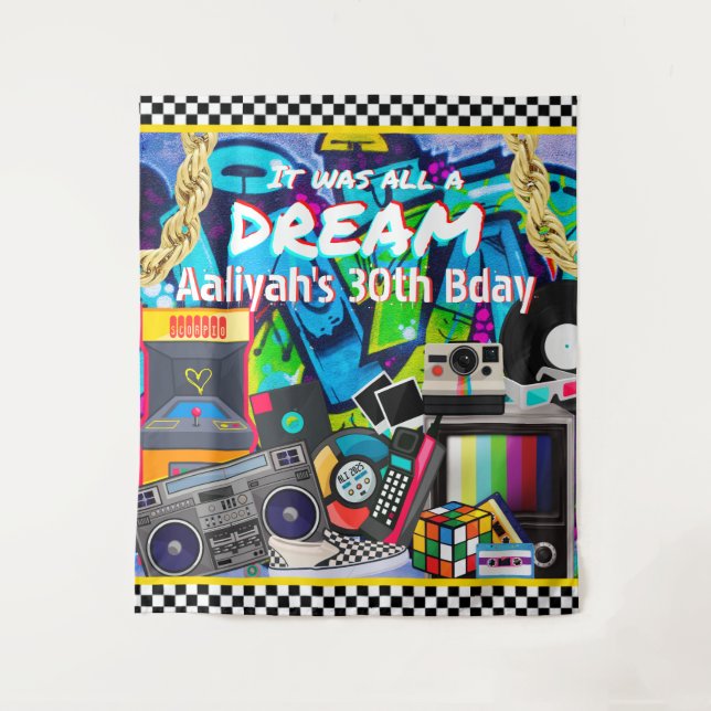 Tapete De Parede Era tudo um Sonho Fundo Retrô Hip Hop Grafite de F (Frente)