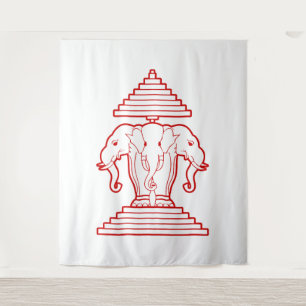 Tapete De Parede Erawan Elefante de Três Cabeças Bandeira do Laos /