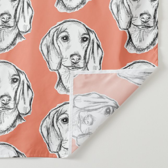 Tapete De Parede esboço desenhado pela mão preto, cachorrinho branc (Detalhe)