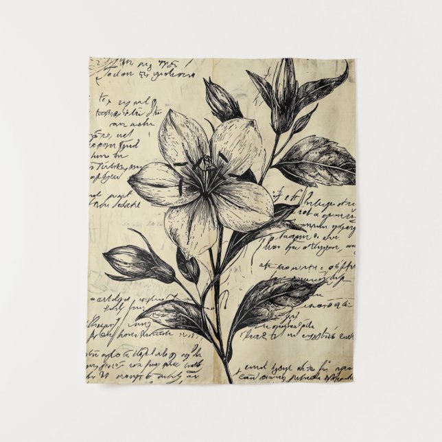 Tapete De Parede Esboço Floral Russo com Caligrafia - Idade (5) (Frente)