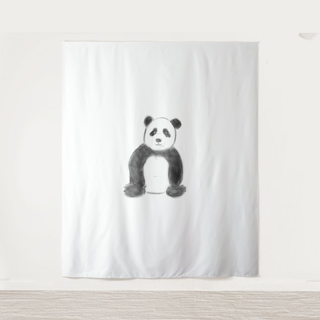 Tapete De Parede Esboço preto e branco do panda (Frente)