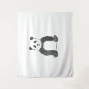 Tapete De Parede Esboço preto e branco do panda