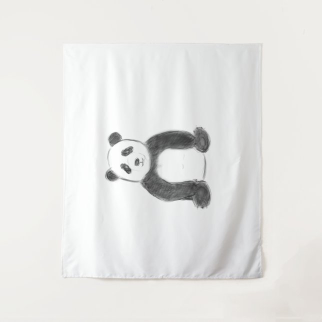 Tapete De Parede Esboço preto e branco do panda (Frente)