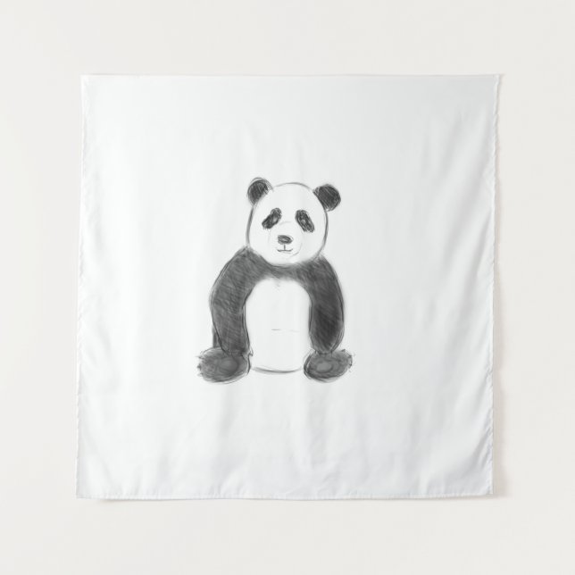 Tapete De Parede Esboço preto e branco do panda (Frente)