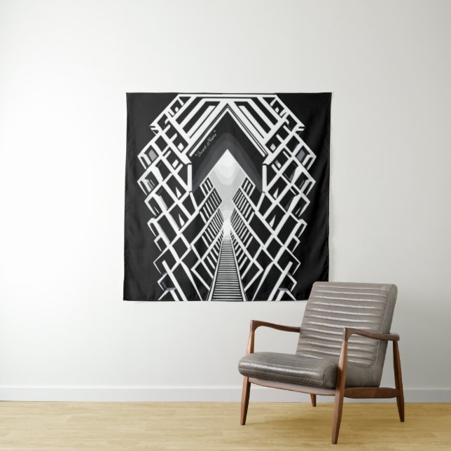 Tapete De Parede Escada Monocromática: Obelisco de Contrastes (In Situ)