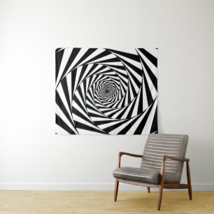 Tapete De Parede Escadaria em Espiral de Redemoinho Preto e Branco