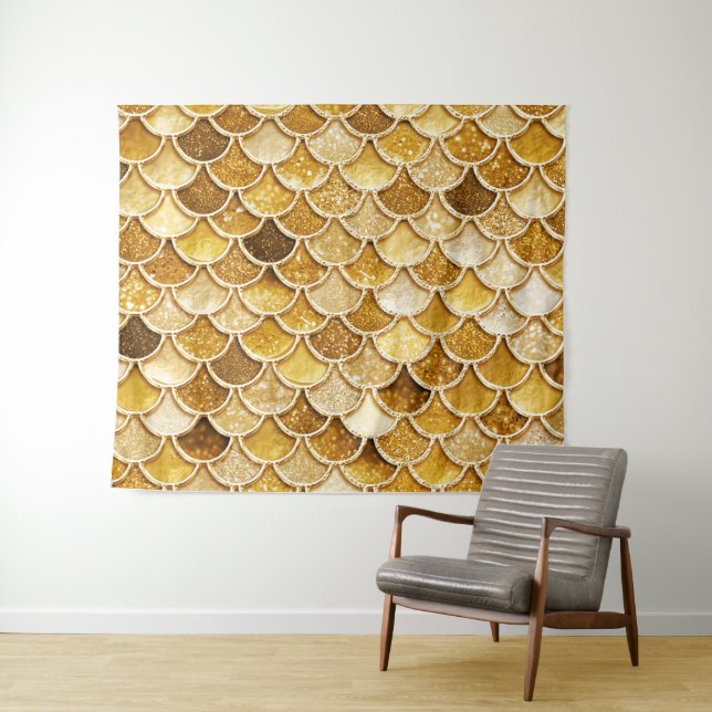 Tapete De Parede Escalas de Sereia de Dourada Brilhante (In Situ (Horizontal))