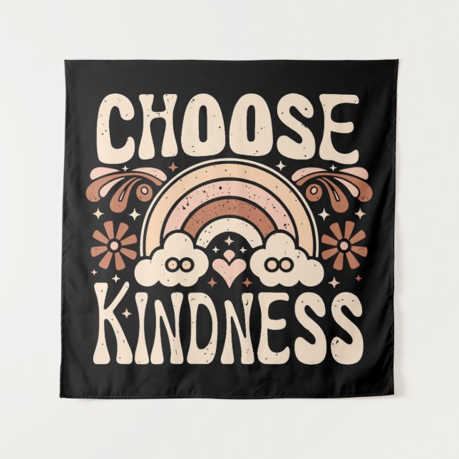 Tapete De Parede Escolha bondade entalhe hippie aspas estéticas (Frente)