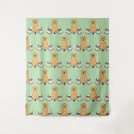 Tapete De Parede Escritor do Retriever Dourado Verde Arte de Parede