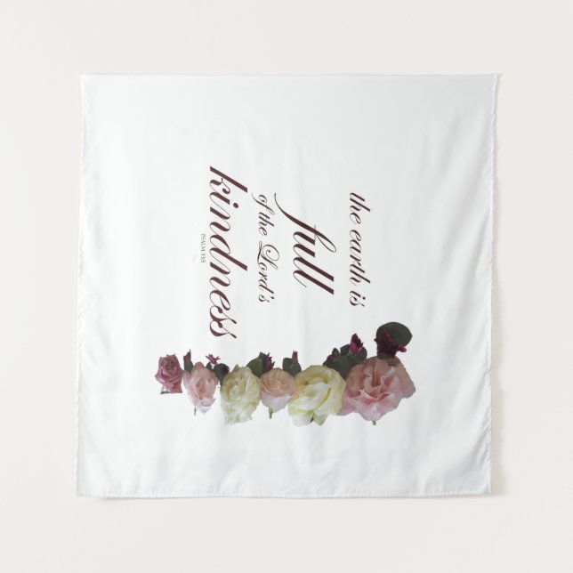 Tapete De Parede Escritura, Salmo 33, Rosas Brancas e Rosa (Frente (Horizontal))