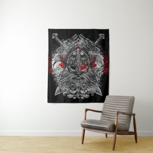 Tapete De Parede espadas de corvos de Odin Mitologia Viking bandeir