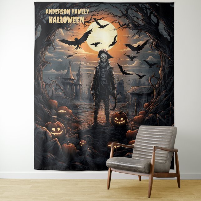Tapete De Parede Espantalho de Halloween Pendurado (In Situ)