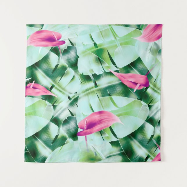 Tapete De Parede Espelho das folhas tropicais sem costura, retrato (Frente)