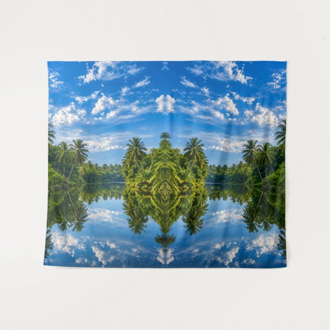 Tapete De Parede Espelho Tropical Rio Reflexos Parede  (Frente (Horizontal))