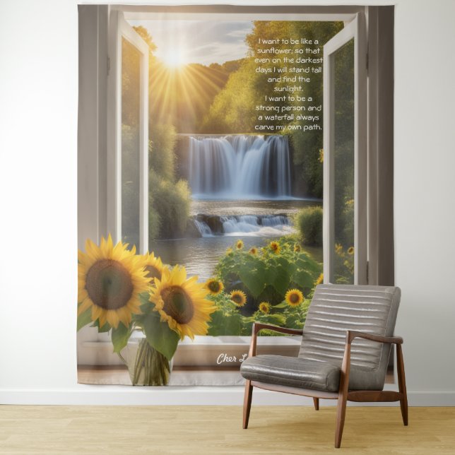 Tapete De Parede Esperança positiva de cachoeiras de girassóis (In Situ)