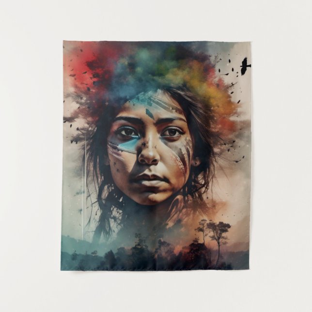 Tapete De Parede Espírito Tribal Nativo (Frente)