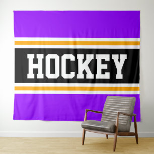 Tapete De Parede Esportes de HOCKEY Brilhantes Roxos Amarelos Roxos