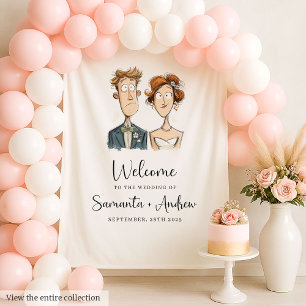 Tapete De Parede Esquema de Fundo de Casamento Quirky Node e Groom