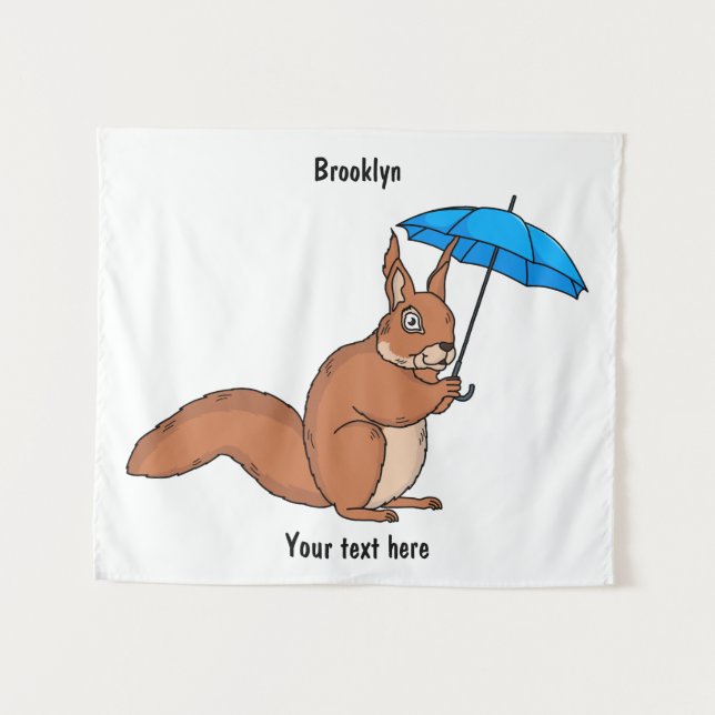 Tapete De Parede Esquilo vermelho bonito com desenho animado (Frente (Horizontal))