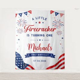 Tapete De Parede Estandarte de Aniversário de 1 Ano Little Firecrac