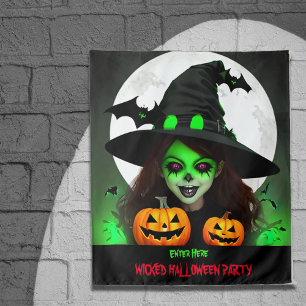 Tapete De Parede Estandarte de festa de Halloween da Bruxa Má Malva