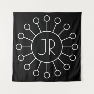 Tapete De Parede Estilo de Logotipo Vintage Legal Monograma Preto