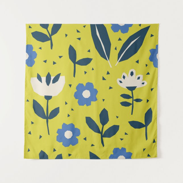 Tapete De Parede Estilo escandinavo, padrão floral uniforme. (Frente)