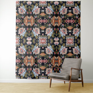 Tapete De Parede Estilo Retro Ornamento Floral Multicolorido