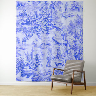 Tapete De Parede Estilo Russo Francês Azul Branco Chinoiserie Chino