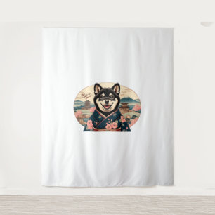 Tapete De Parede estilo Shiba Inu Ukiyo-e