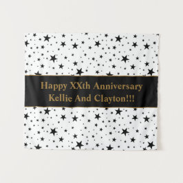 Tapete De Parede Estrelas brancas/negras com aniversário de mensage