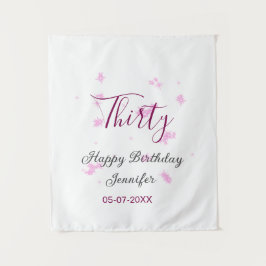 Tapete De Parede Estrelas brilhantes rosa trigésimo aniversário pre