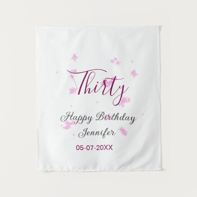 Tapete De Parede Estrelas brilhantes rosa trigésimo aniversário pre (Frente)