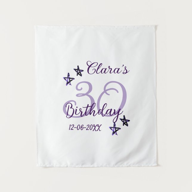 Tapete De Parede Estrelas brilhantes roxas retro moderno aniversári (Frente)