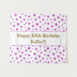 Tapete De Parede Estrelas Cor-de-Rosa Com Aniversário de Mensagem