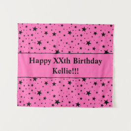 Tapete De Parede Estrelas Pretas Com Mensagem Em Aniversário Cor-de