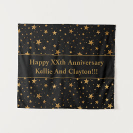 Tapete De Parede Estrelas Pretas/Douradas Personalizadas com Aniver