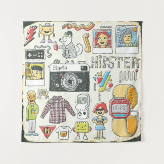 Tapete De Parede Estropo do hipster: conjunto de rabiscos desenhado