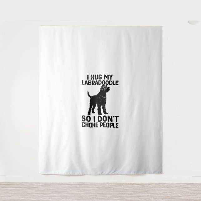 Tapete De Parede Eu abraço o meu Labradoodle Para que eu não engole (Frente)
