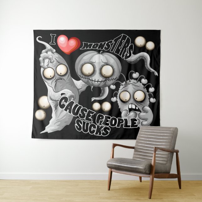 Tapete De Parede Eu adoro monstros porque Pessoas são péssimas (In Situ (Horizontal))