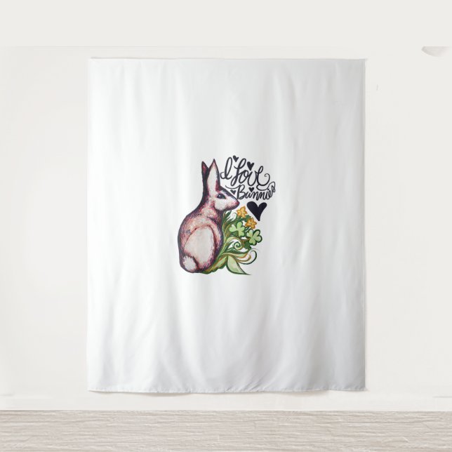 Tapete De Parede Eu adoro trabalho de arte de Bunnies Divertido Coe (Frente)