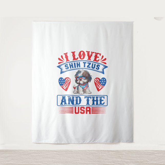 Tapete De Parede Eu amo Shih Tzus e os EUA (Frente)