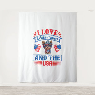 Tapete De Parede Eu amo Yorkshire Terriers e os EUA 01