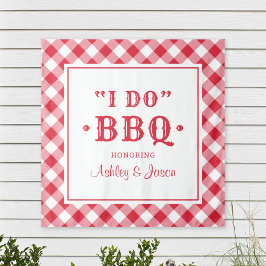 Tapete De Parede Eu Faço CHURRASCO Red Gingham Personalizado Monogr