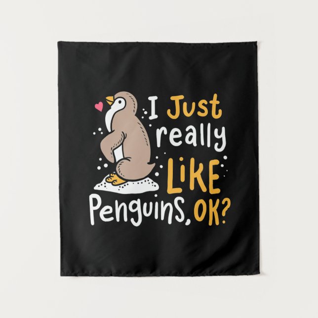 Tapete De Parede Eu Só Realmente Gosto de Pinguins Ok (Frente)