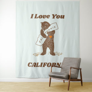 Tapete De Parede Eu Te Amo, Urso Da Califórnia Abraçando Mapa